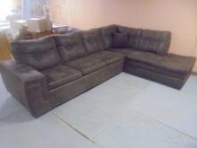 2pc Chocolate Brown Sectional w/ Accent Pillow