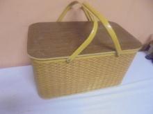 Vintage Wicker Picnic Basket w/ Supplies