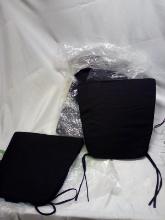 Set of 6 Black Cloth Tie-on Seat Cushions