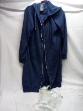 Blue Elesol Robe Length Zip-up Hoodie