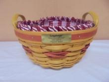 1999 Longaberger Popcorn Basket w/ Liner & Protector