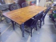 Solid Wood Painted Leg Dining Table w/ 4 Solid Wood Painted Table