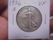 1936 S Mint Silver Walking Liberty Liberty Half Dollar