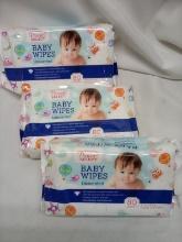 Baby Wipes x3 80 ct packages, unscented