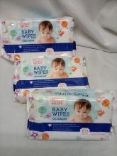 Baby Wipes x3 80 ct packages, unscented