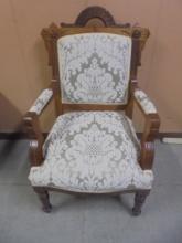 Beautiful Ornate Antique Upholstered Arm Chair