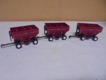 Group of 3 Ertl 1:64 Scale Die Cast J&M Red Gravity Wagons