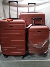 3Pc Pink/Corral Sunbee Hard Side Wheeled Luggage Set