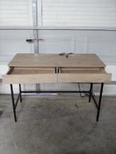 Light Wood Appearing 42”x20”x30”T Double Drawer Front Tech Table/ Desk