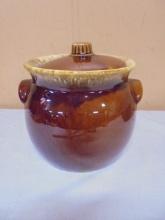 Vintage Hull Pottery Brown Drip Bean Pot
