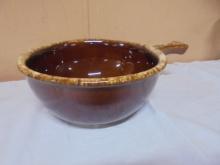 Vintage Hull Pottery Brown Drip 8" Handled Serving Bowl