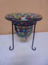 Beautiful Glass Mosaic Bowl on Iron Stand