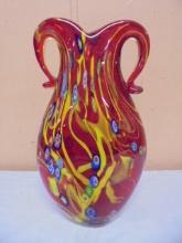 Gorgeous Art Glass Double Handled Vase
