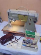 Vintage Singer Sewing Machine in Case w/ Attachments