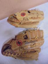 2 Top Grain Leather Mac Gregor Adult Right Hander Baseball Gloves