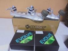 Pair of Bont Roller Skate Rails & Bearings w/ 2 New Set of Bont Evolve Wheels