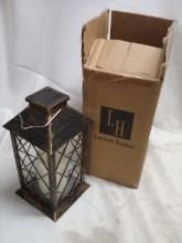 Lavish Home Gold Brushed Black Solar Powered Lantern