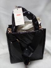 A New Day 8”x9”x4.5” Puffy Black Pleather Crossbody Hand Bag