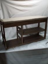 36”x12”x19.5” Oatmeal Seat Cushioned Storage Bottom Bench
