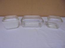 3pc Group of Vintage Glass Refrigerator Dishes