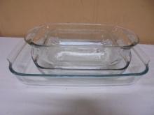 3pc Group of Like New Glass Baking Dishes