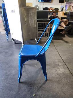 Blue Metal Stackable Chairs