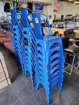 Blue Metal Stackable Chairs