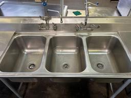 Eagle 108 in. Stainless Steel 3 Tub Sink with 18 in. x 24 in. Tubs