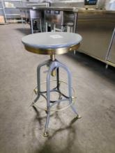 Adjustable Height Metal Frame Stools with Wood Seats