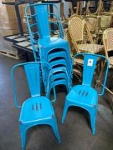 Turquoise Stackable Metal Chairs