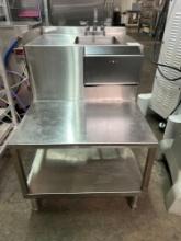 24 in. x 35 in. Stainless Steel Step Down Table with Hand Sink