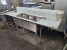 Never Used - RJ 72 in. 3 Tub Convenience Store Sink