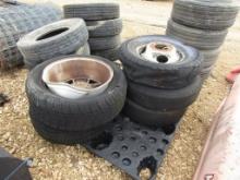 (5) DUALLY RIMS AND TIRES AND MISC