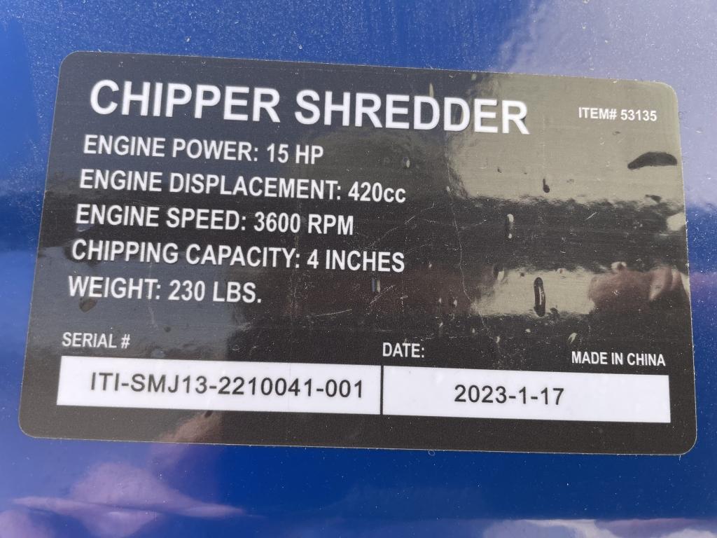 NT Surplus- Powerhorse 4" Gas Wood Chipper -A