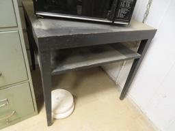Filing Cabinet, Table & Microwave