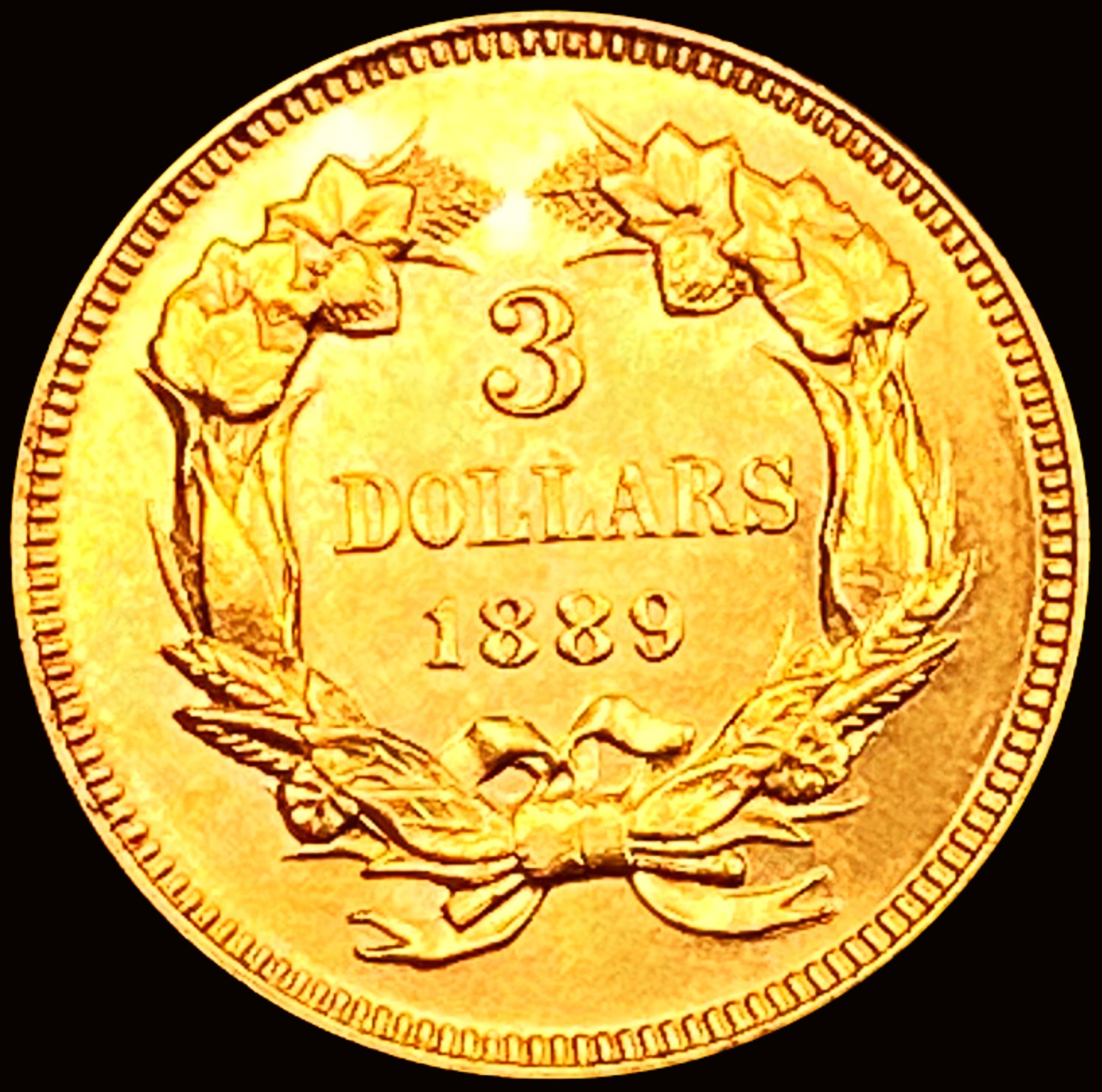 1889 $3 Gold Piece CHOICE BU