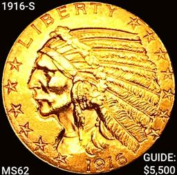1916-S $5 Gold Half Eagle UNCIRCULATED