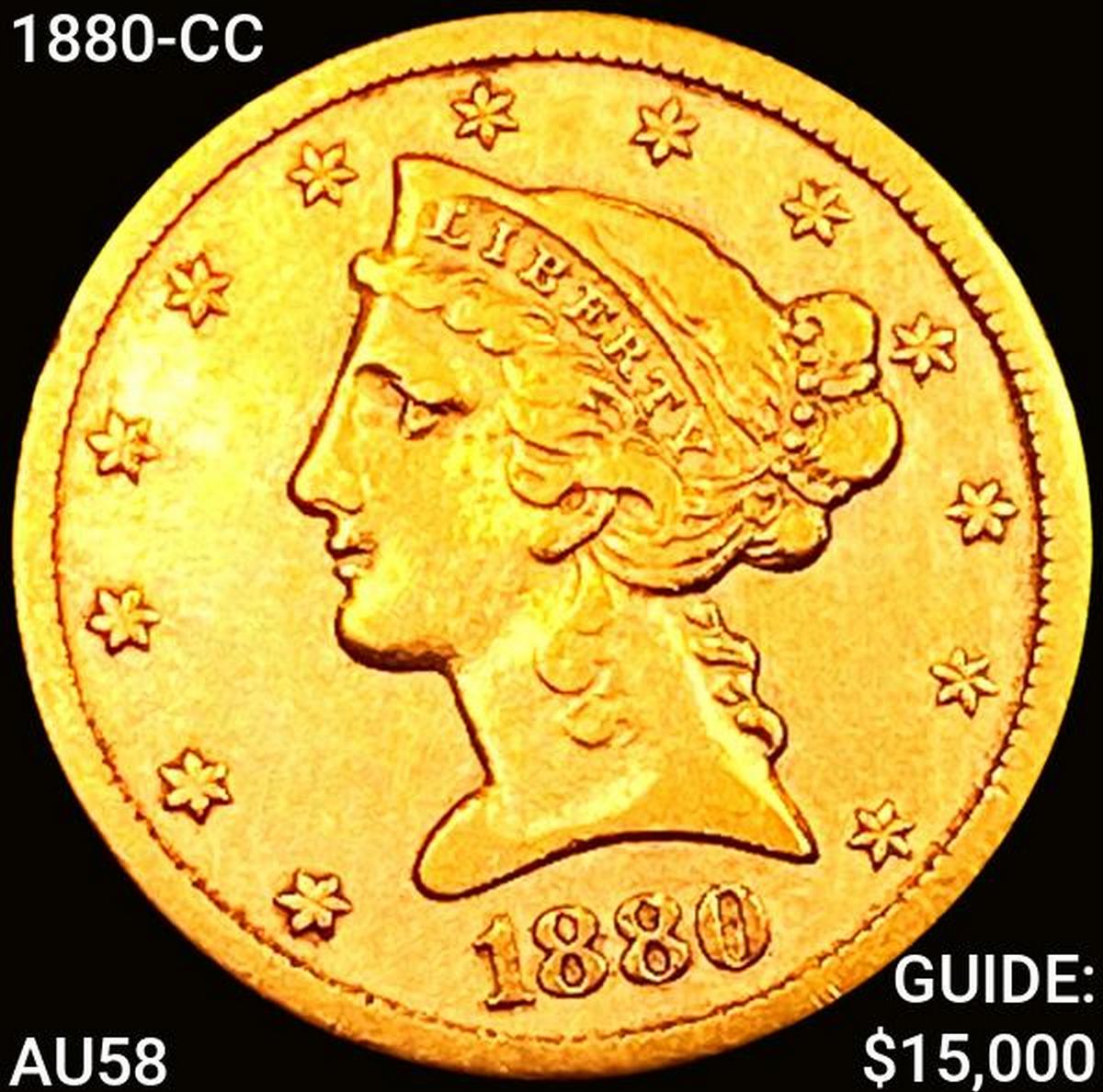 1880-CC $5 Gold Half Eagle CHOICE AU