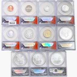 2002-2021 [11] US Varied Silver Coinage ANACS MS/P