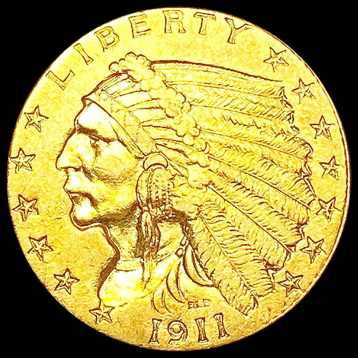 1911 $2.50 Gold Quarter Eagle CLOSELY UNCIRCULATED