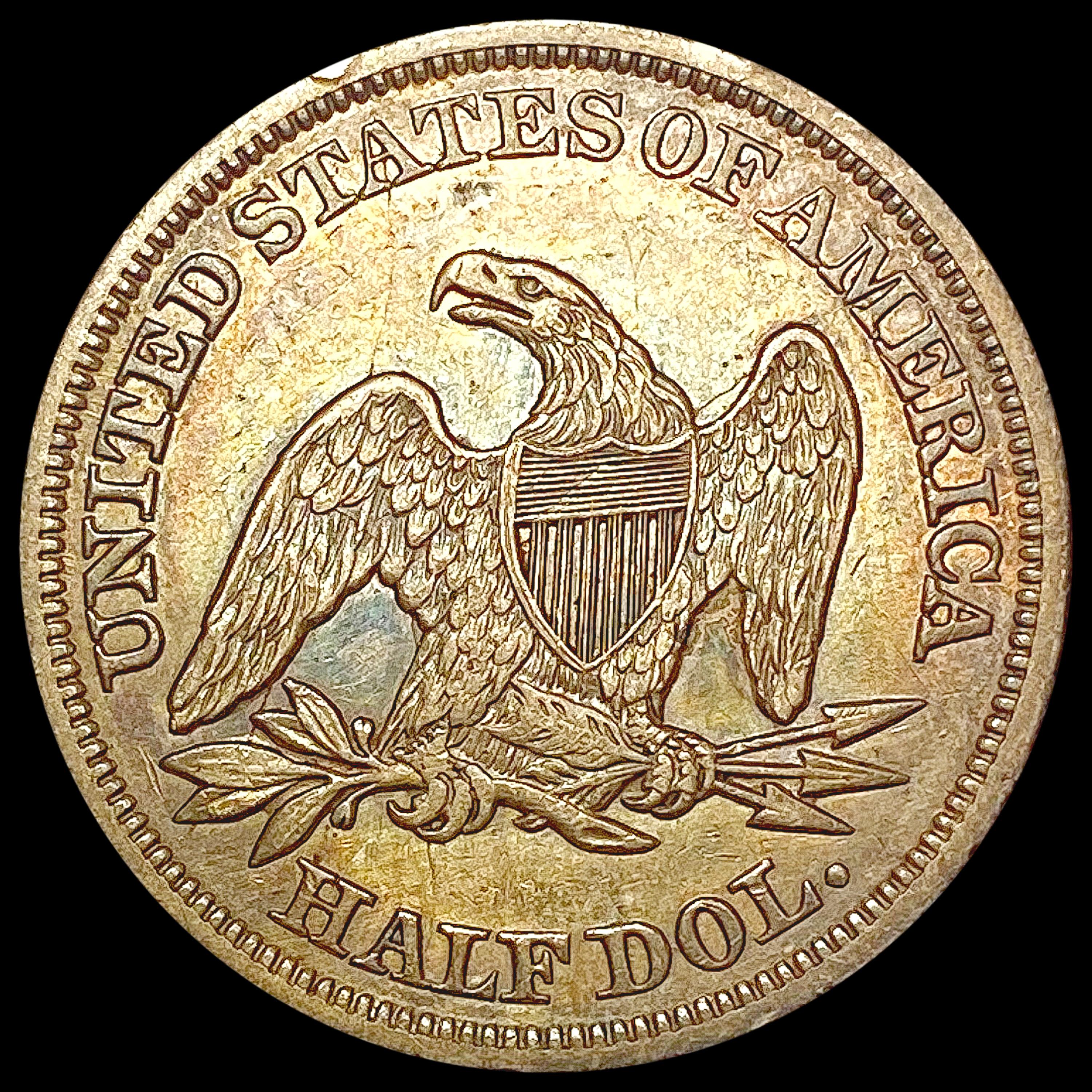 1842 Med Date Seated Liberty Half Dollar CHOICE AU