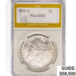 1890-O Morgan Silver Dollar PGA MS67