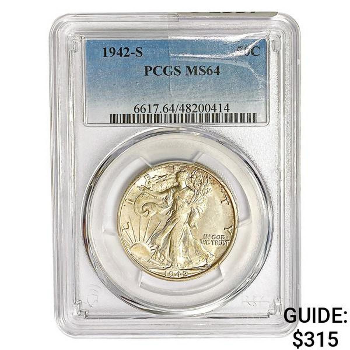 1942-S Walking Liberty Half Dollar PCGS MS64