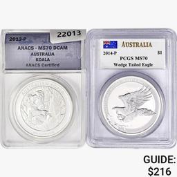 2013-2014-P [2] 1oz. SILV. Australia $1  MS70