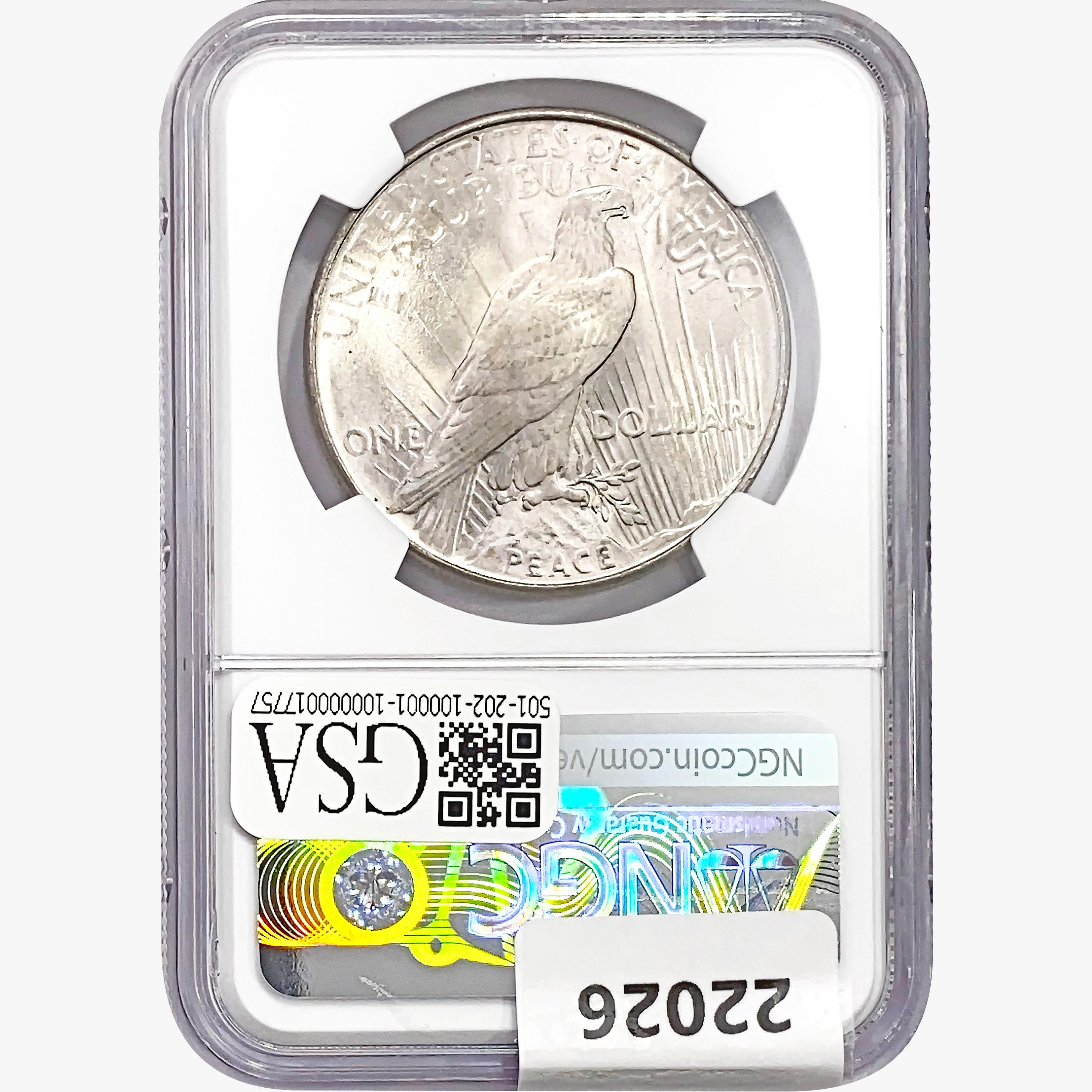 1924 Silver Peace Dollar NGC MS65