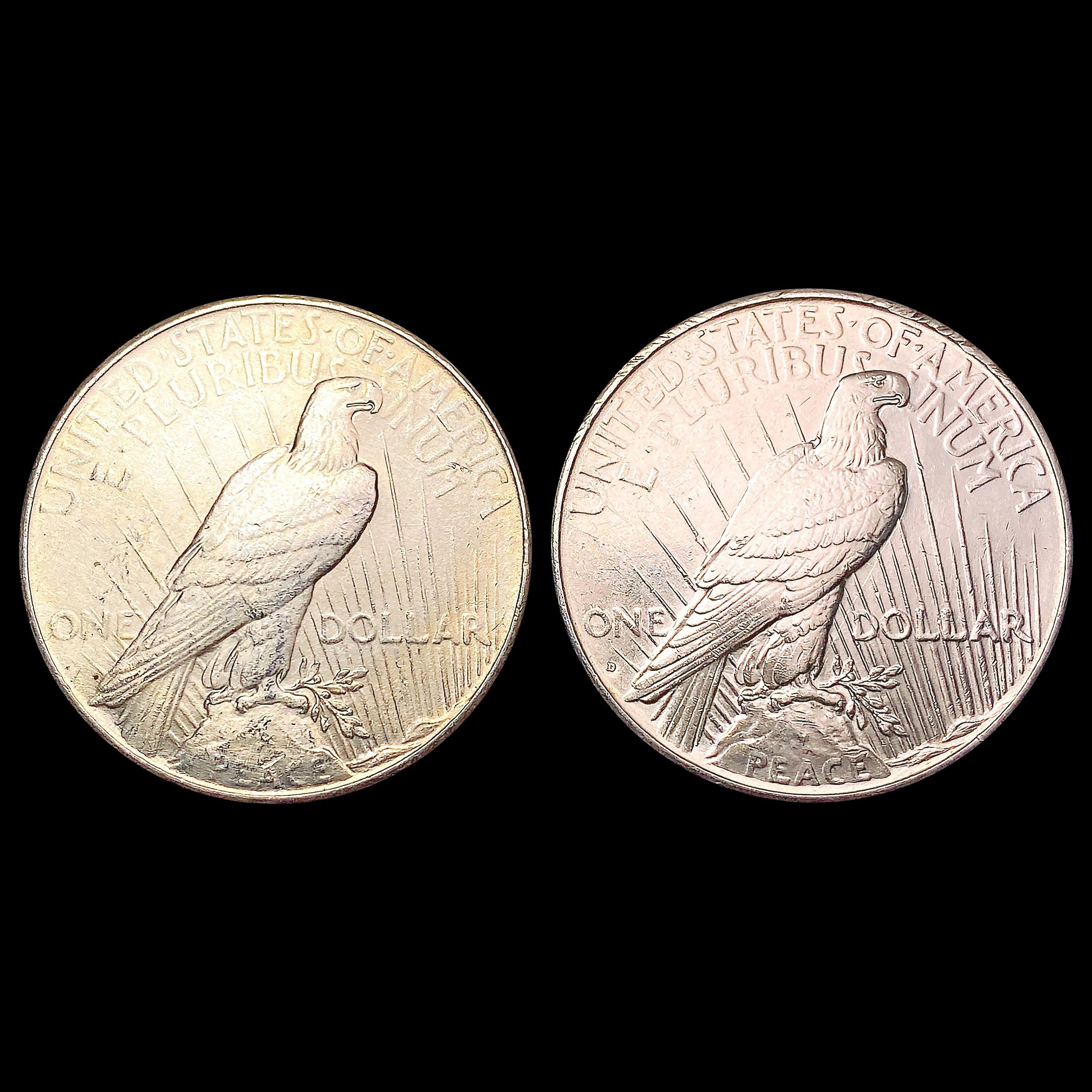 [2] Peace SilveDollars [1934-D, 1935] CLOSELY UNCI