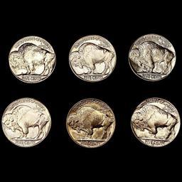 [6] Buffalo Nickels (1935, 1936, 1937, 1937-S, 193