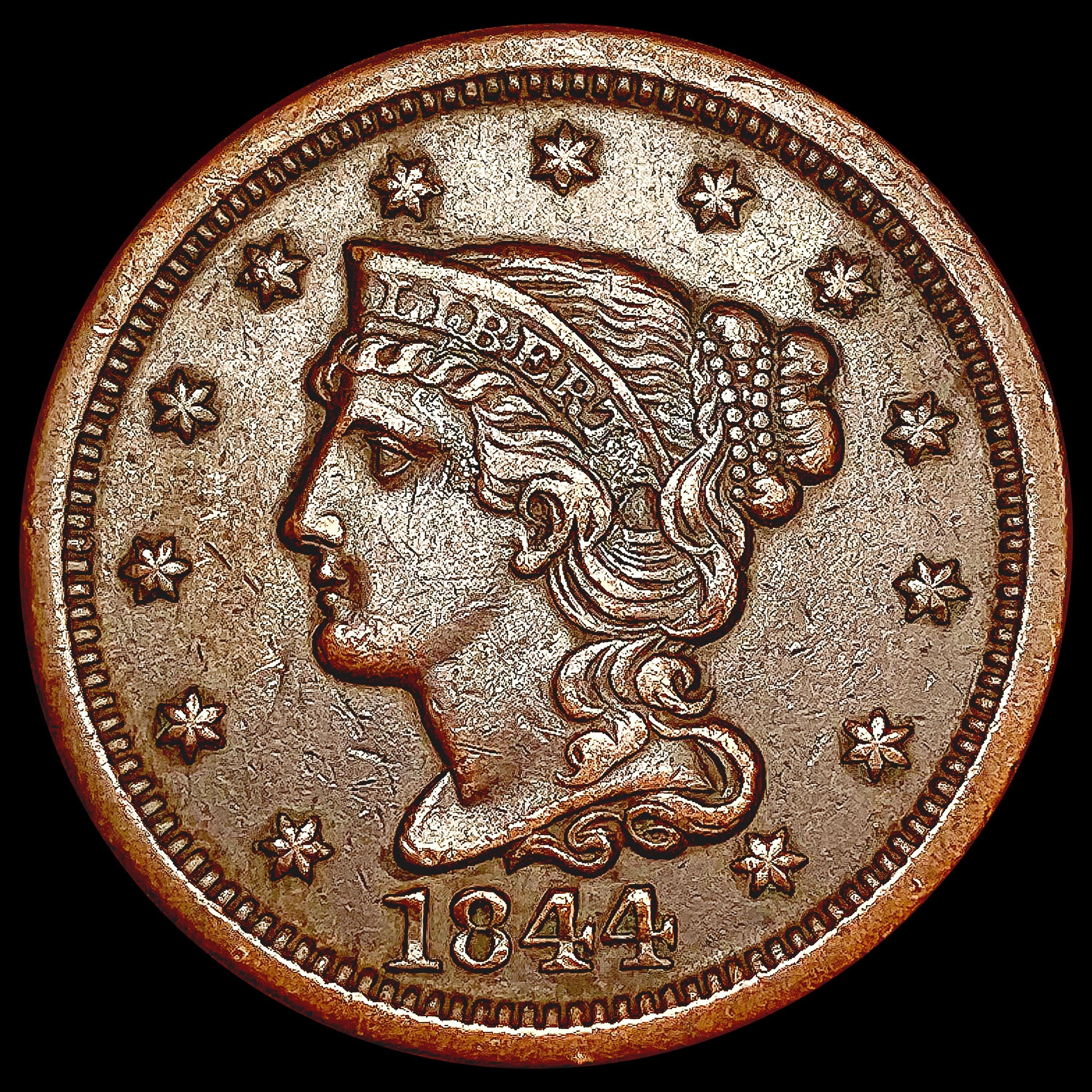 1844 Braided Hair Large Cent CLOSELY UNCIRCULATED