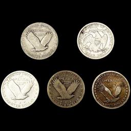 [5] Varied US Quarters (1876, 1917, (2) 1917-D, 19