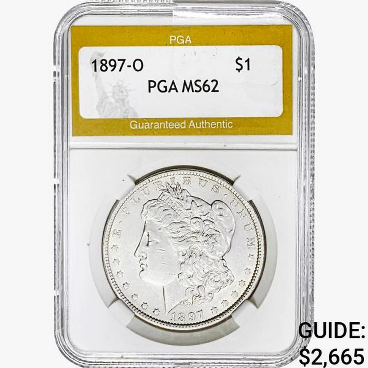 1897-O Morgan Silver Dollar PGA MS62